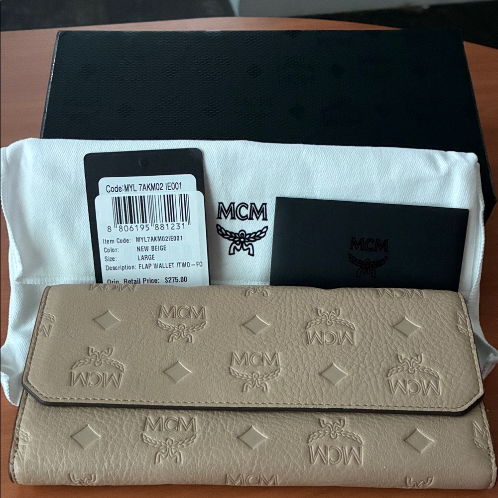 MCM Beige Flap Wallet